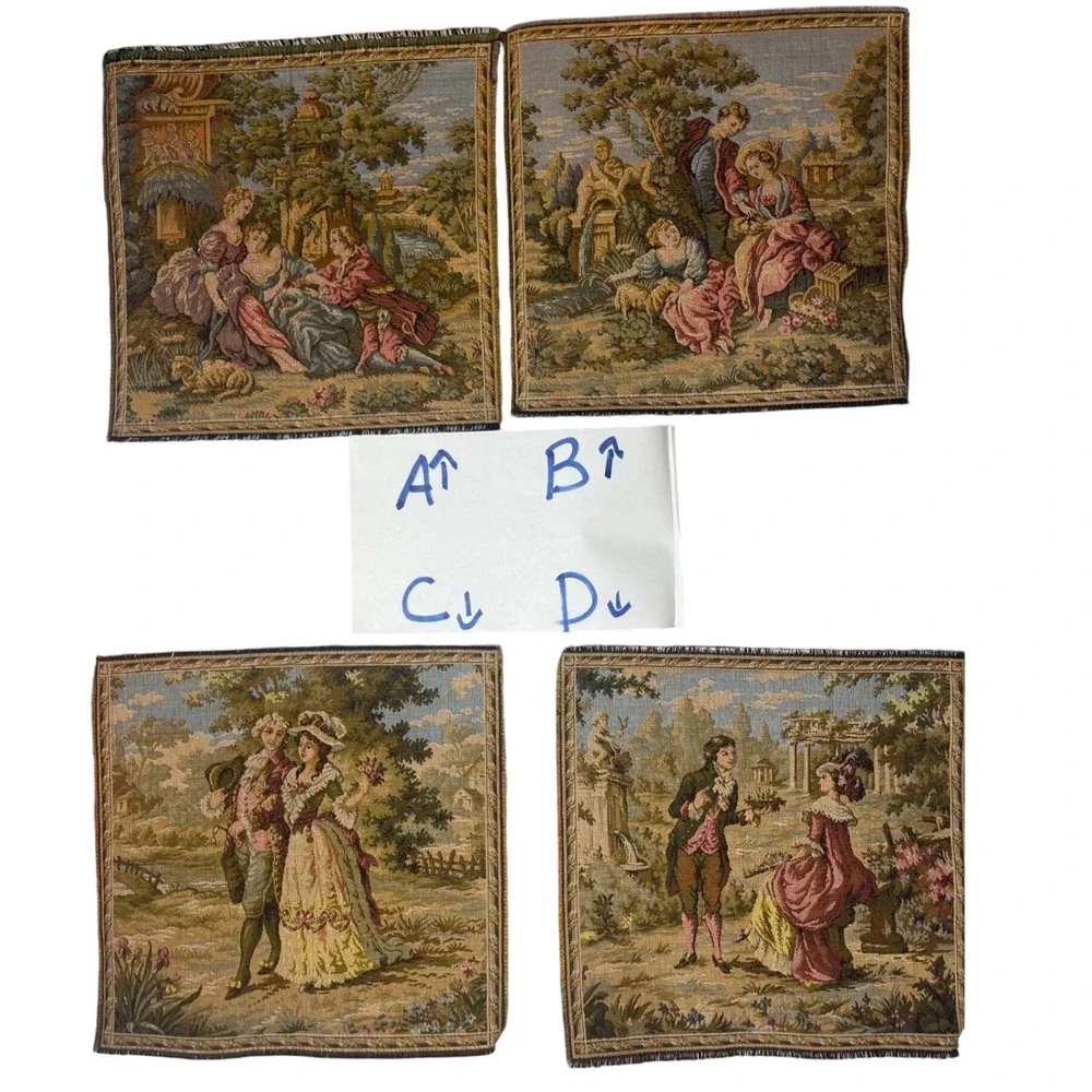 Vtg Baroque Rococo Pastoral Tapestry Swatch 10 x 10